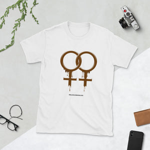 Chocolate Drip Lesbian Logo Short-Sleeve Unisex T-Shirt (Signature Collection)